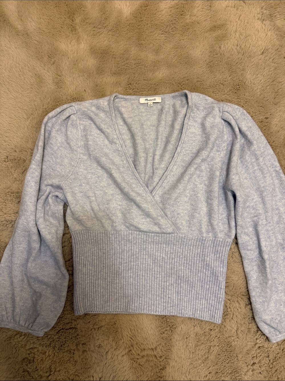 Madewell Light Blue V-Neck Wrap Sweater